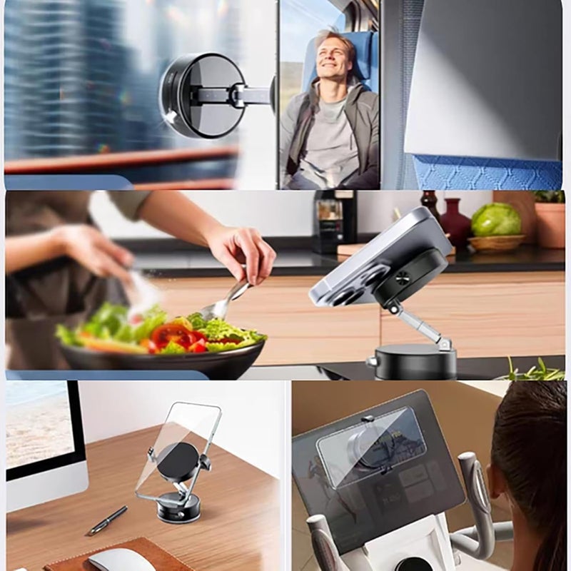 kiimiles Metal Phone Stand for Desk, Universal Phone Holder with 360 Rotating Arm Foldable Retractable Stand Compatible with Magnetic and Android Phones, Office Accessories (A9) - Image 3